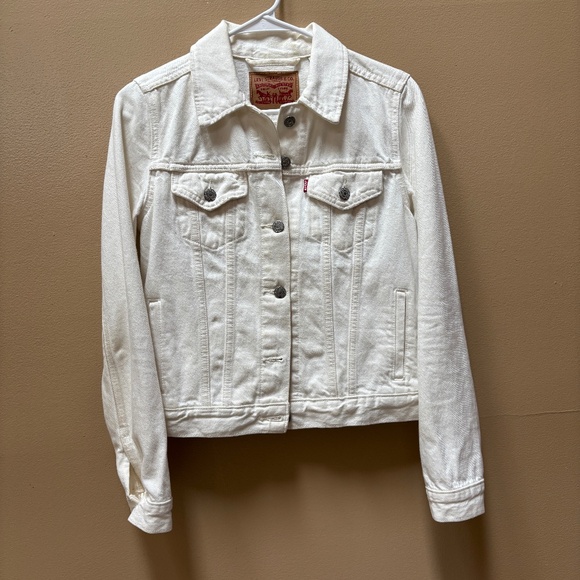 Levis White Denim Long Sleeve Jacket Size S - Picture 1 of 16